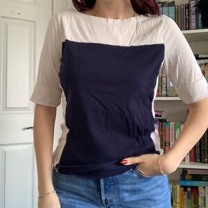 Ralph Lauren navy and white shirt